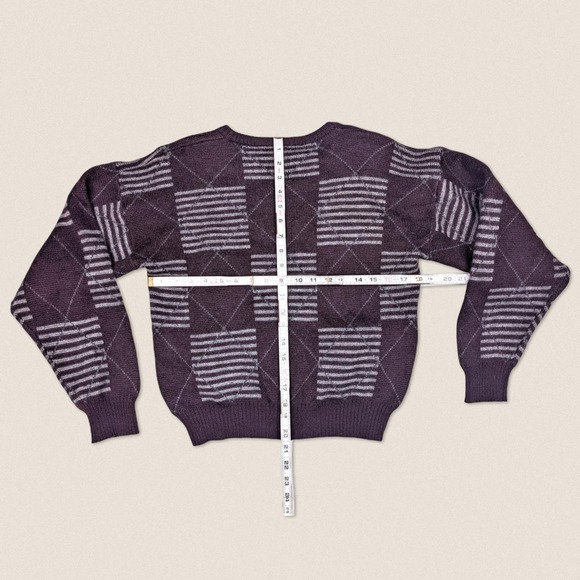 Vintage Chunky Sweater checkered diamond country life Medium Women’s - Picture 3 of 4